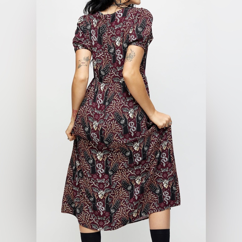 Disturbia Hemlock Button Detail Puff Sleeve Midi Dress US 12 / UK 16 - Picture 3 of 5